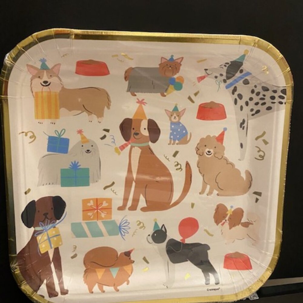 Unique Animal Party Plates8ct. 83/4 in.22.2cm*PAWTY ANIMALS DOG*For a Pet Party